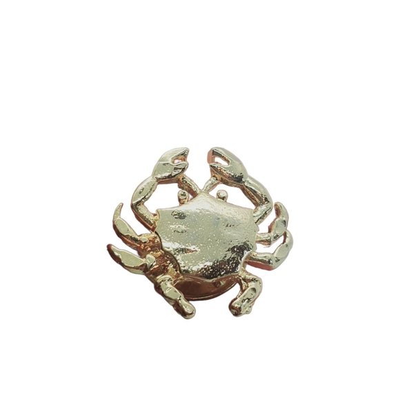 CRAB FIGURAL GOLD CLUTCH PIN BROOCH TIE TACK LAPEL BROACH GOLDTONE VTG Ballou - Picture 13 of 13